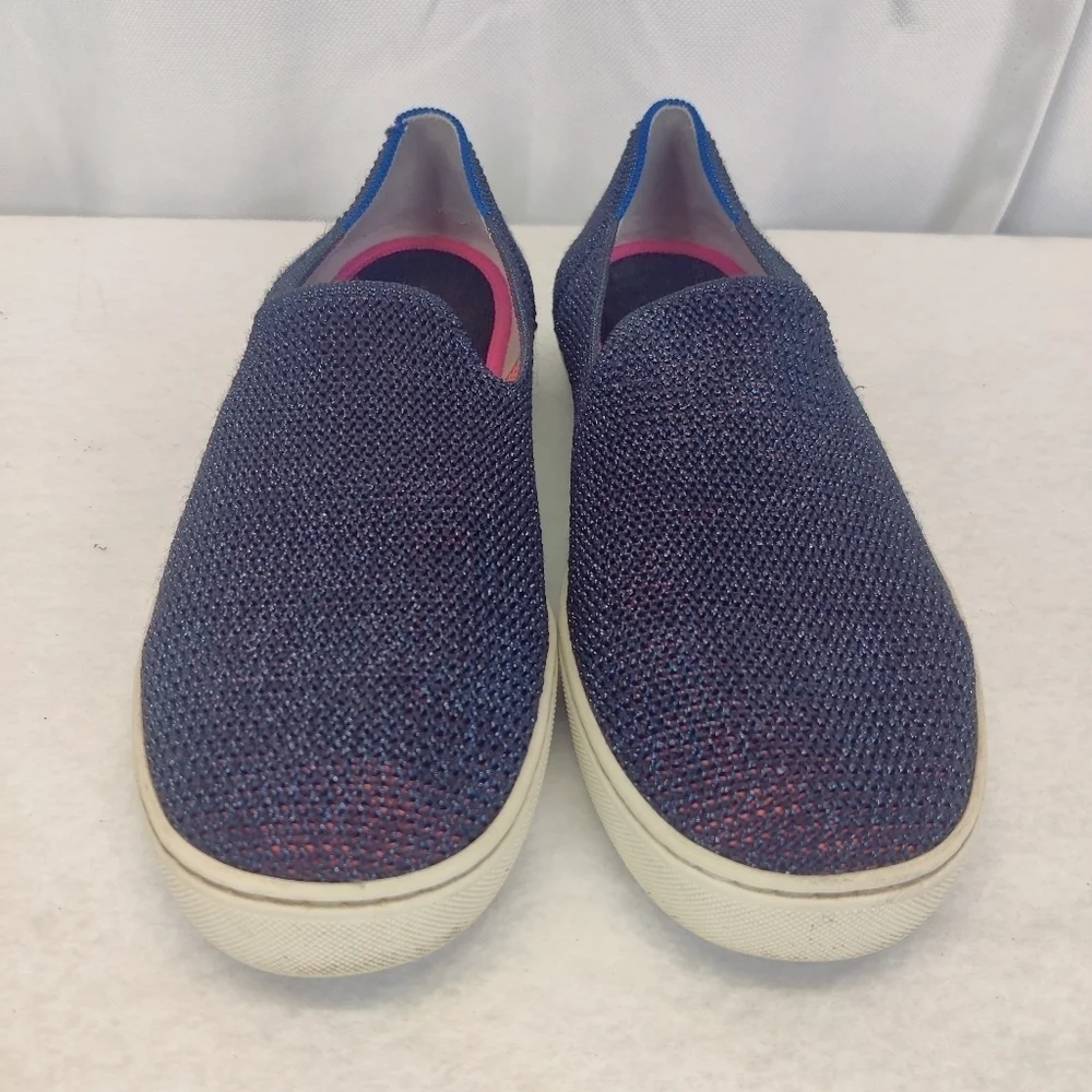 Rothy’s The Sneaker Slip-On Size 9 Navy Blue Pink Limited Edition Washable